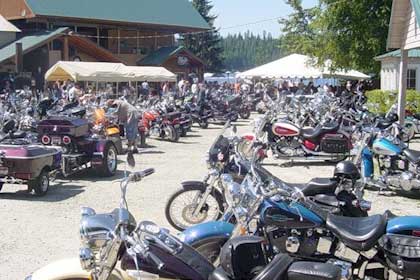 Motorcycles in parking lot