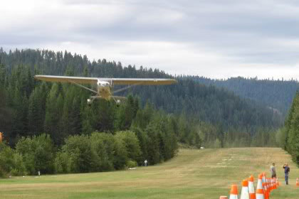 Small plane comes in for landing.