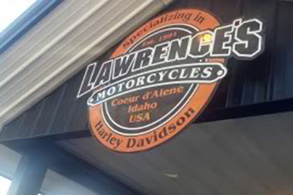 Lawrence's Motorcycles sign.