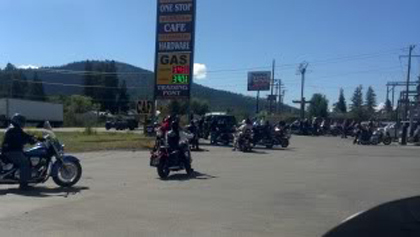 Motorcycles in the parking lot.