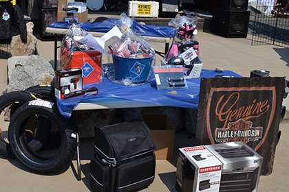 Raffle and auction items for the event.