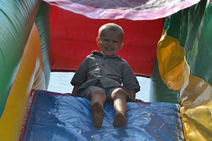 Getting ready to go down the slide.