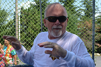 Standing in the dunk tank.