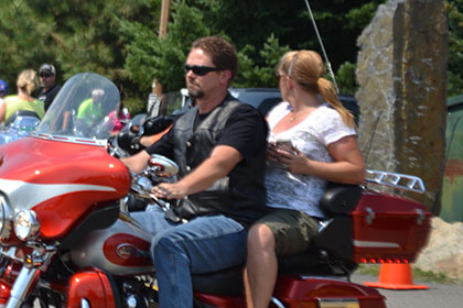 Long line of riders.