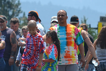People in the parking lot.