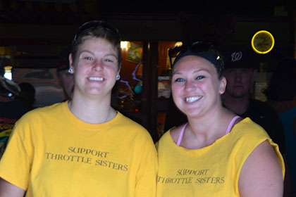 Wearing yellow shirts.