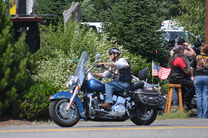 A rider on their motorcycle.
