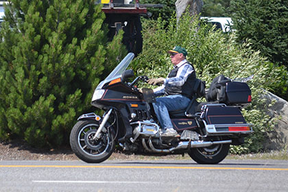 Man on his motorcycle.