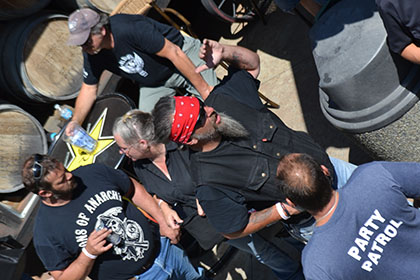 Overhead photo of some people at the event.