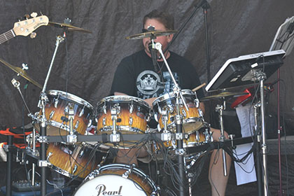 Electric guitar and percussion.
