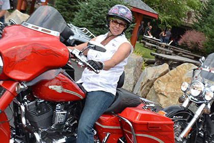 Couple riders on their motorcycles.