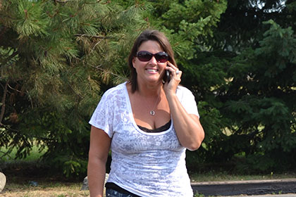 A woman on her phone.