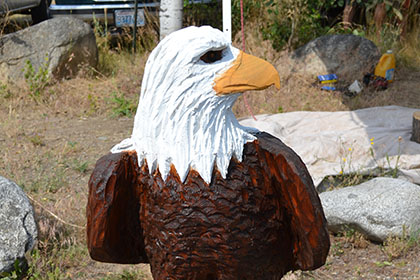 Bald Eagle carved from wood.