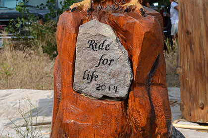 Wood carving of a Bald Eagle.
