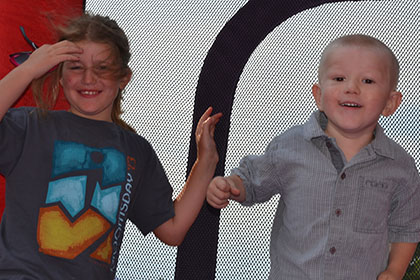 Playing in the bouncy castle.