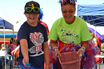 Playing games at the Ride for Life event.