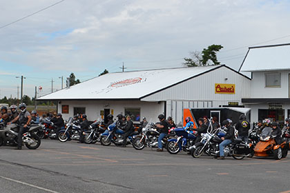 Riders getting ready to ride.