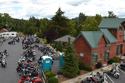 Motorcycles and some Ride for Life volunteers.