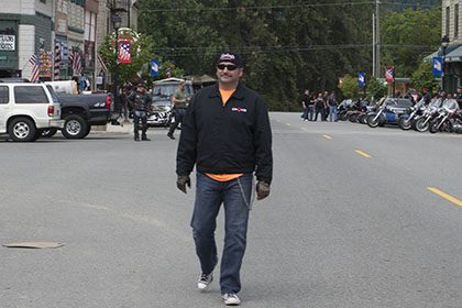 Man walking down the road.